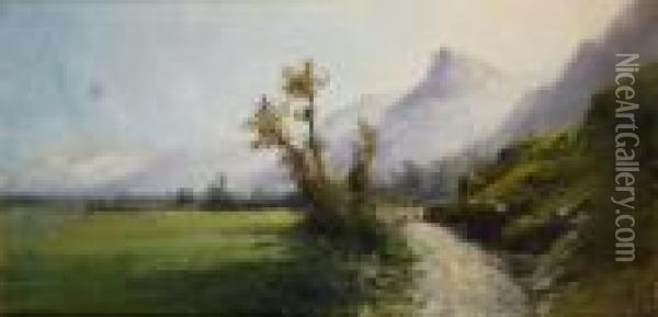Veduta Montana Con Gregge Oil Painting - Giacinto Bo