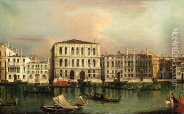 Venice, A View Of The Ca' Pesaro Across The Grand Canal Oil Painting - Michele Marieschi