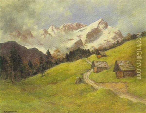Blick Auf Alpspitze Oil Painting - Adolf Kapfhammer