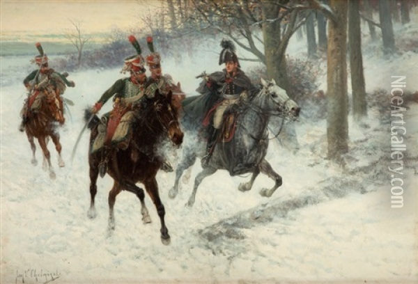 Potyczka - Scena Z Wojen Napoleonskich Oil Painting - Jan van Chelminski