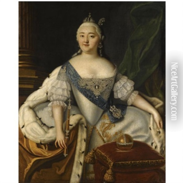 Portrait Of Empress Elizabeth I Oil Painting - Louis Caravaque