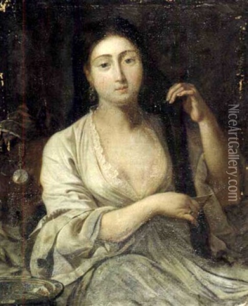 Portrait De Jeune Femme En Sultane Oil Painting - Antoine de Favray