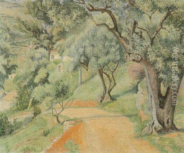 Chemin De L'hubac, Toulon Oil Painting - Lucien Pissarro