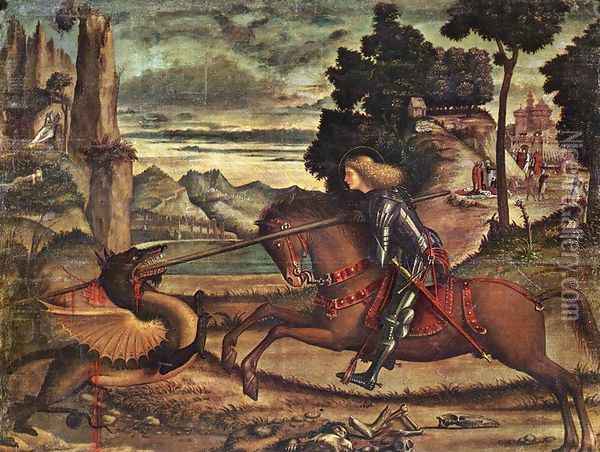 St George and the Dragon [detail: 1] Oil Painting - Vittore Carpaccio