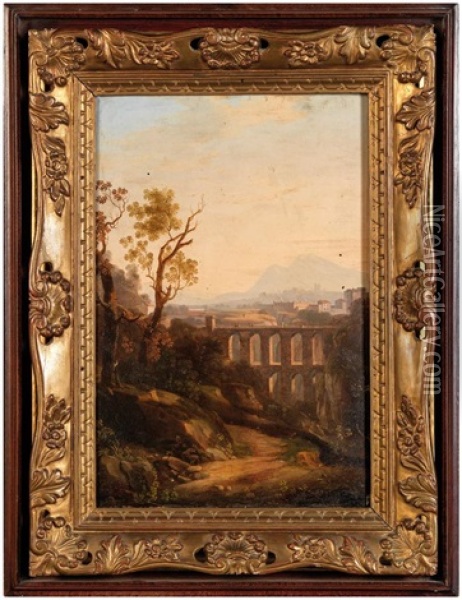 Aqueduc Dans La Campagne Romaine, Au Fond Le Mont Soracte Oil Painting - Filippo Palizzi