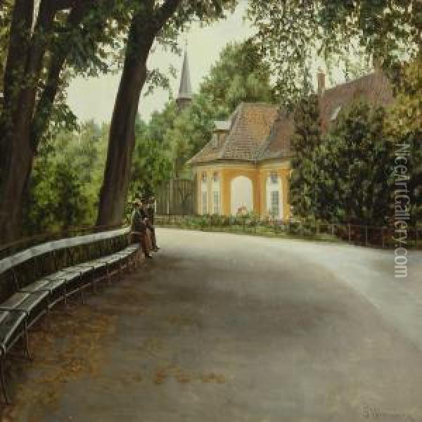 View Of The Entrance At Frederiksberg Park Oil Painting - Sophus Vermehren