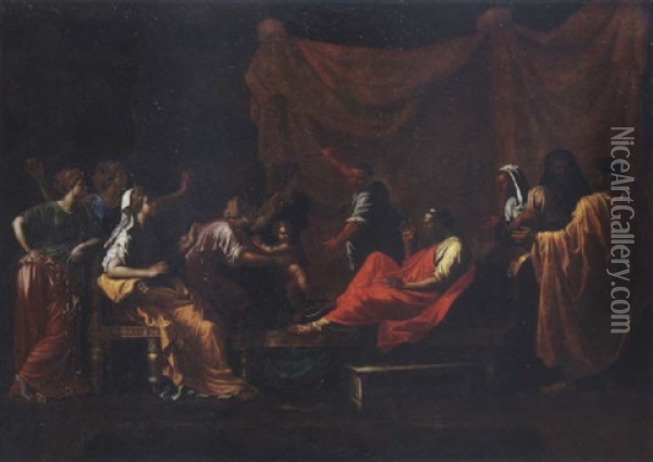 Moise Enfant Foulant Aux Pieds La Couronne De Pharaon Oil Painting - Nicolas Poussin