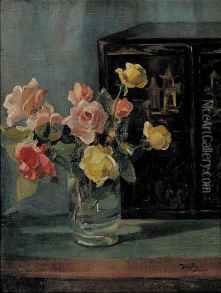 Untitled - Floral Still Life Oil Painting - Francois B. De Blois