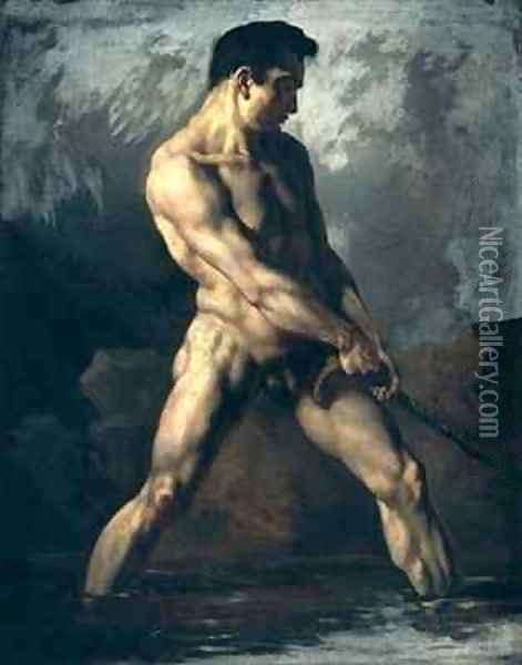 Study of a Male Nude Oil Painting - Theodore Gericault
