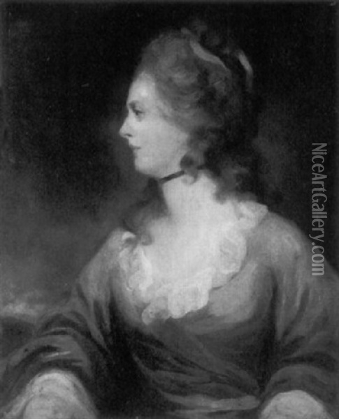 Portrait Of A Lady In Profile Oil Painting - George Romney