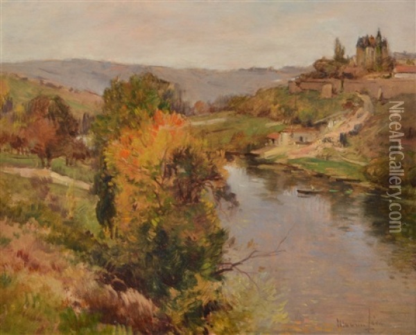 Chateau On The River Thouet Oil Painting - Maurice Levis