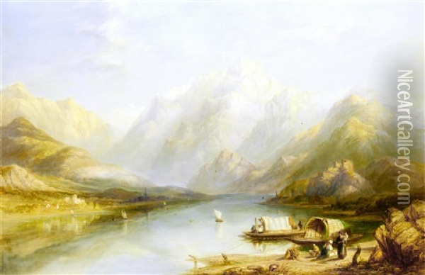 View Of Lake Como, North Italy Oil Painting - Joseph Paul Pettitt