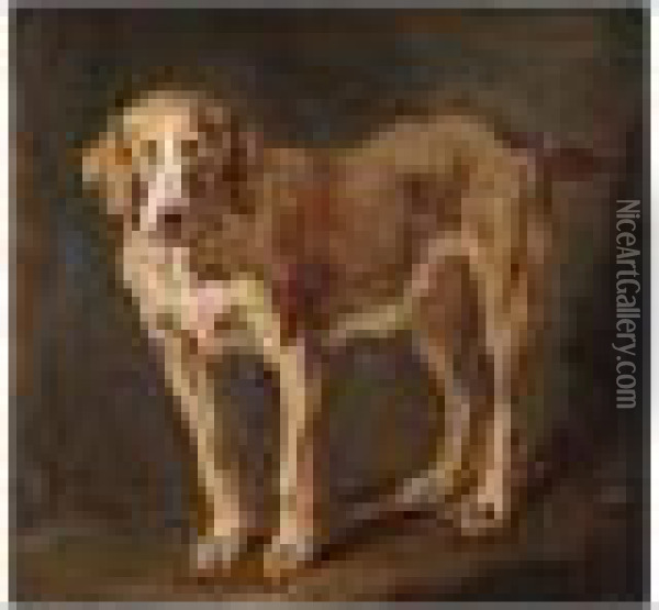 A Hound Oil Painting - Jean Baptiste Berre