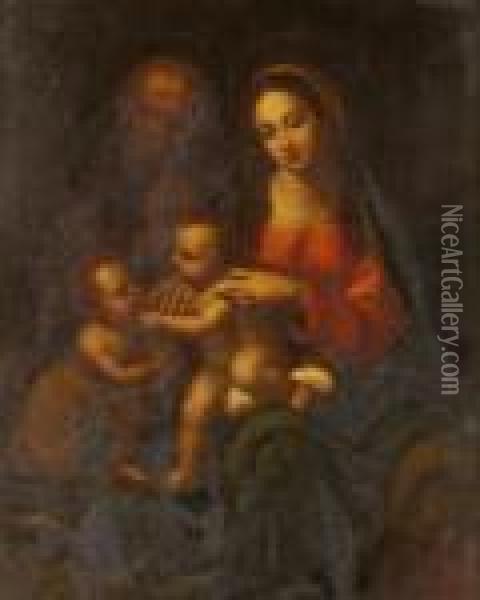 La Sainte Famille Oil Painting - Leonardo Da Vinci