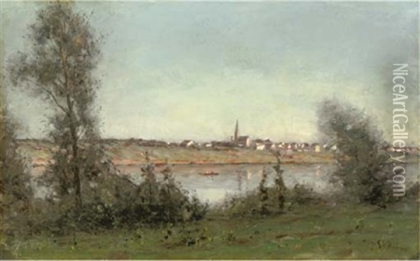 River Landscape Oil Painting - Per Ekstroem