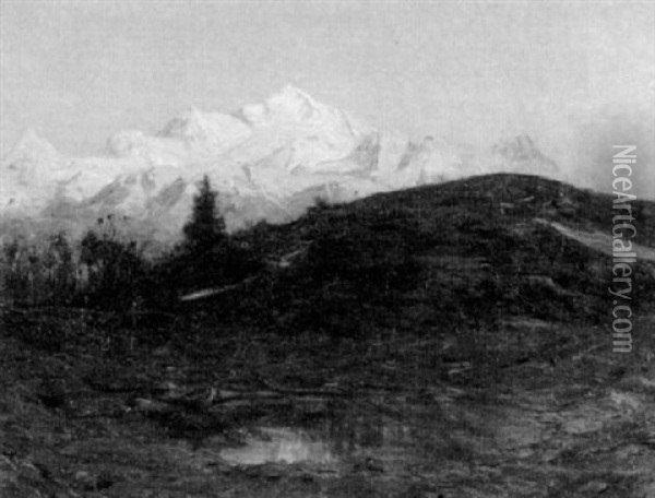 Alpine Glow, Mont Blanc Oil Painting - Albert Henri John Gos