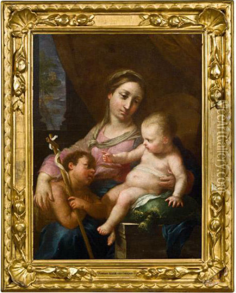 Madonna Mit Kind Und Johannesknaben Oil Painting - Pomponio Allegri