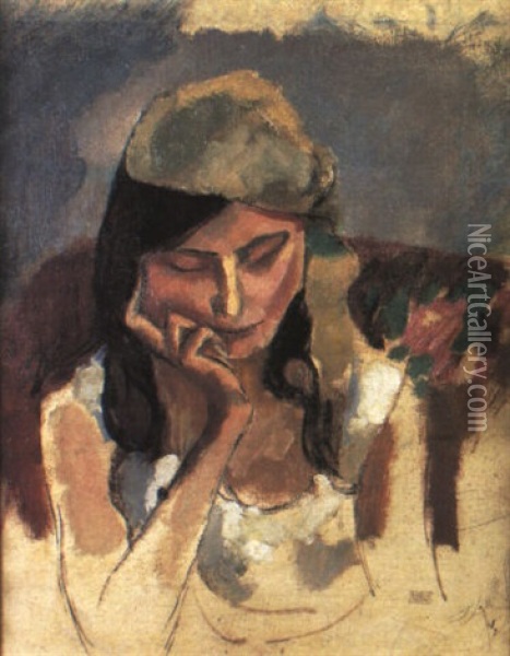La Jeune Femme Au Turban Oil Painting - Jules Pascin