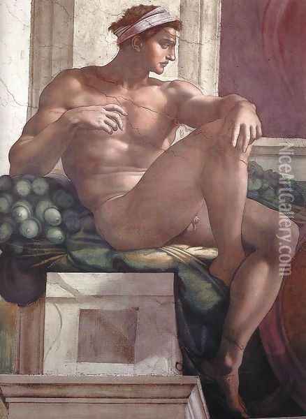 Ignudo -6 1511 Oil Painting - Michelangelo Buonarroti