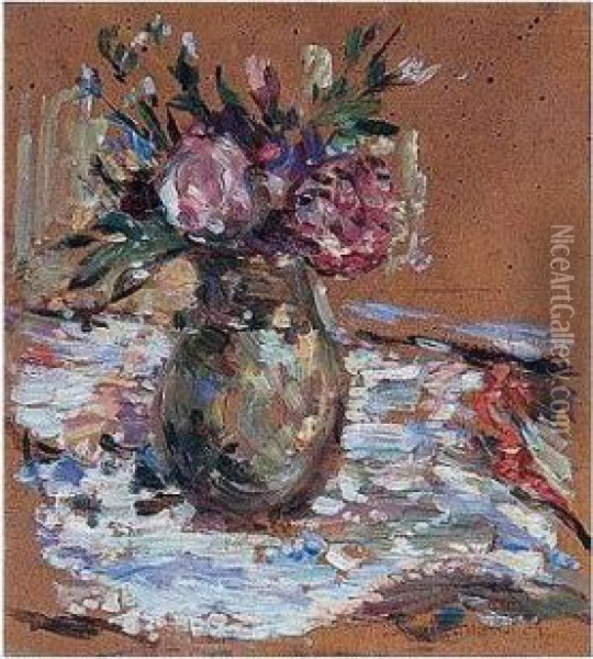 Bouquet De Fleurs Oil Painting - Jean-Edouard Vuillard