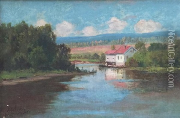 House At Branchville Oil Painting - Julian Alden Weir