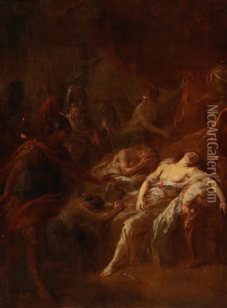 The Death Of Lucretia Oil Painting - Martin Johann (Kremser Schmidt) Schmidt