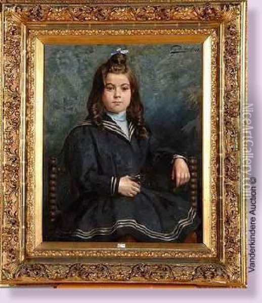 Portrait De Germaine Fauconnier Fillette Oil Painting - Eugene Bertrand