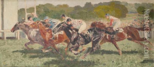 La Course Oil Painting - Louis-Ferdinand Malespina