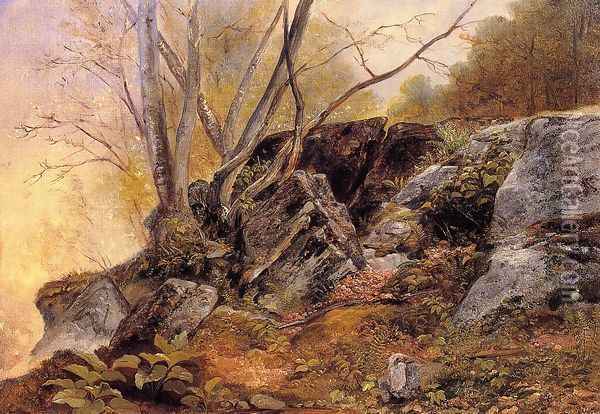 Study from Nature, Rocks and Trees Oil Painting - Asher Brown Durand