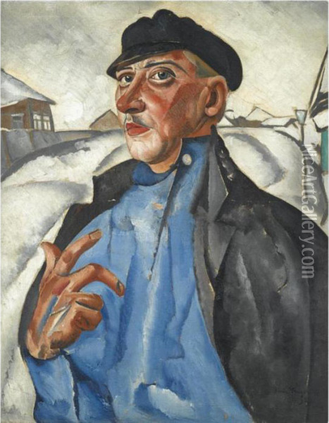 Portrait Of Petr Baksheev In The Role Of Vas'ka Pepel From Maxim Gorky's Oil Painting - Boris Dimitrevich Grigoriev