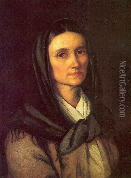 Portrait of the Artist's Mother 1853 Oil Painting - Soma Orlai Petrich