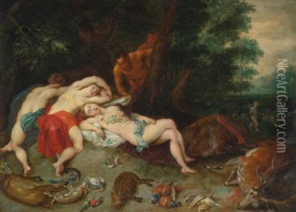 Diana And A Nymph Oil Painting - Hendrik van Balen the Elder