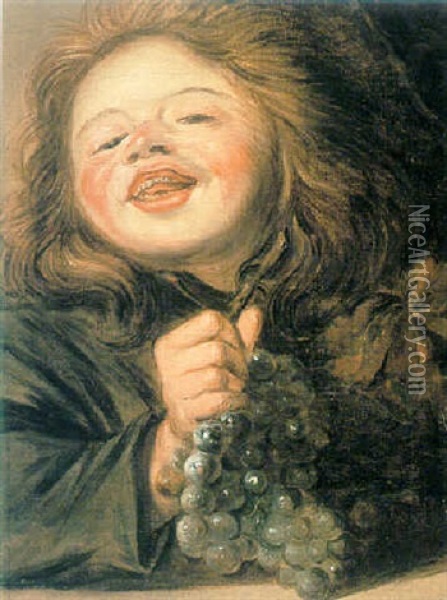 A Boy Holding A Bunch Of Grapes Oil Painting - Frans Hals