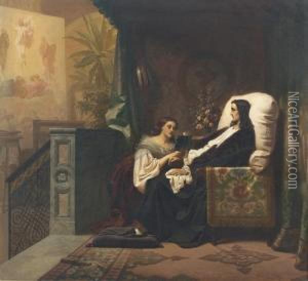 Die Vorleserin. Oil Painting - Ferdinand II Piloty