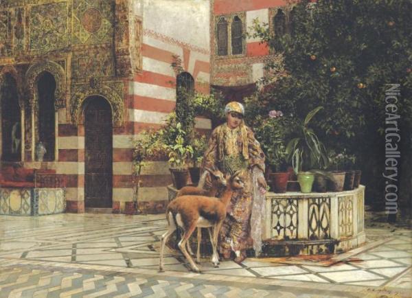 In The Courtyard Oil Painting - Edwin Lord Weeks