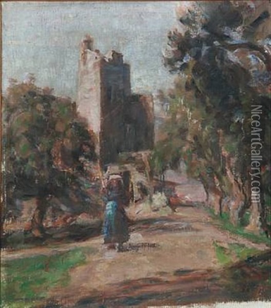 Southern Landscape With Ruins Oil Painting - Julius Paulsen