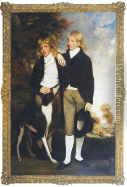 Portrait Of The Hon. John Cust And The Hon. Henry Cust Oil Painting - Sir John Hoppner