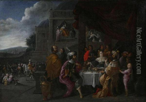 Esther En Ahasverus Oil Painting - Frans II Francken