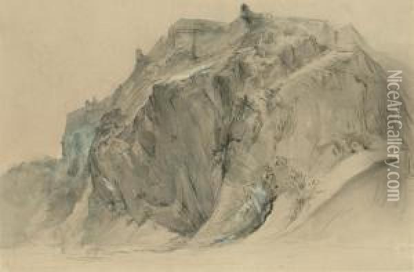 The Castle Rock, Edinburgh Oil Painting - John Ruskin