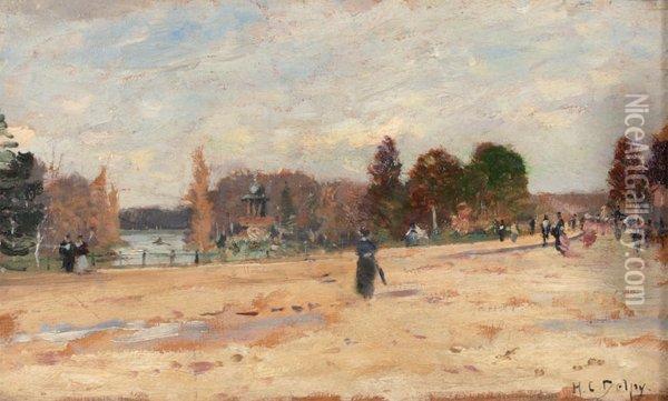Bois De Boulogne - Promenade Pres Dulac Oil Painting - Hippolyte Camille Delpy
