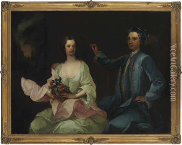 Double Portrait Of Robert Mason Of Masonbrook Oil Painting - Charles Jervas