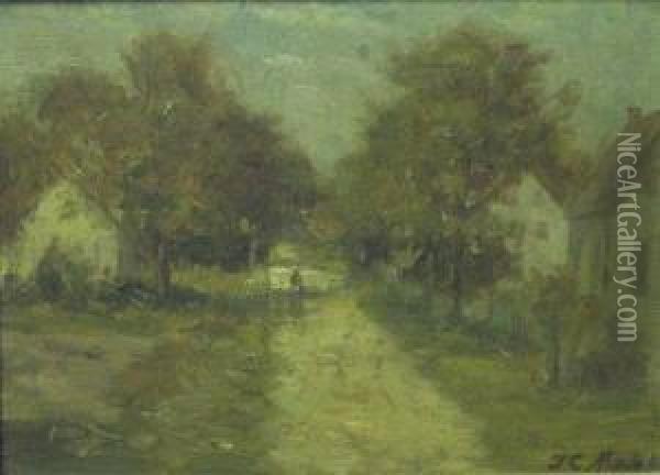 Road To Town Oil Painting - James C. Magee