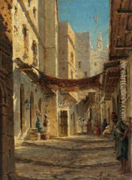 Algier, Rue De La Kaitba, 1886 Gemalt Oil Painting - Reinhold von Moeller