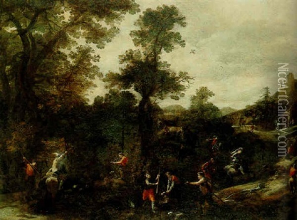 A Hunting Scene Oil Painting - Giuseppe Maria Crespi