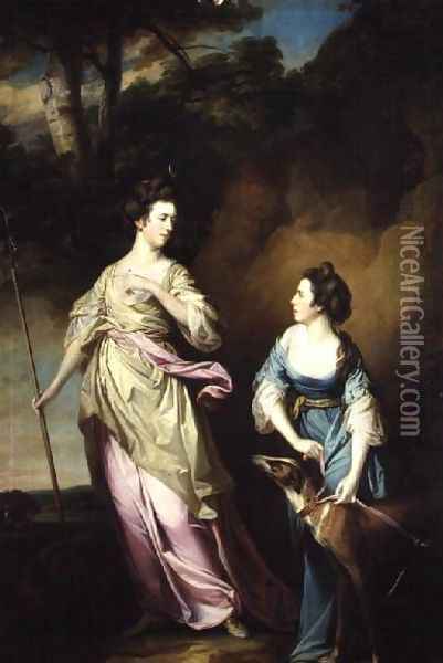 The Hon. Lady Stanhope and the Countess of Effingham as Diana and her Companion, 1765 Oil Painting - Francis Cotes