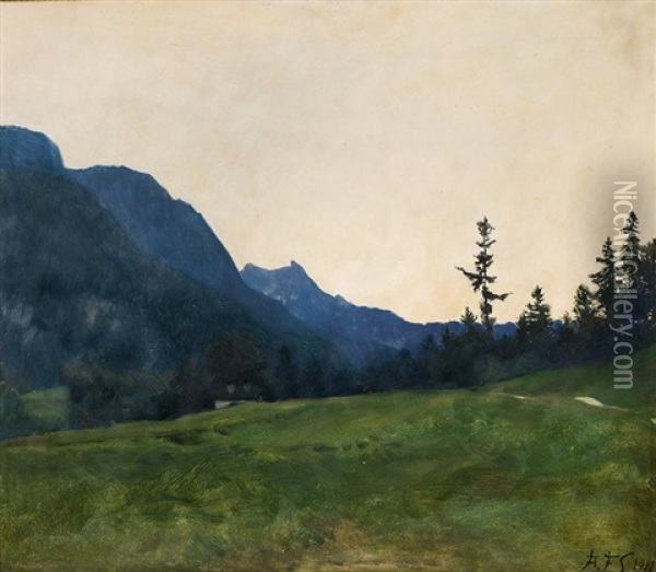 Abend Am Ahornbuhl Oil Painting - Adalbert Franz Seligmann