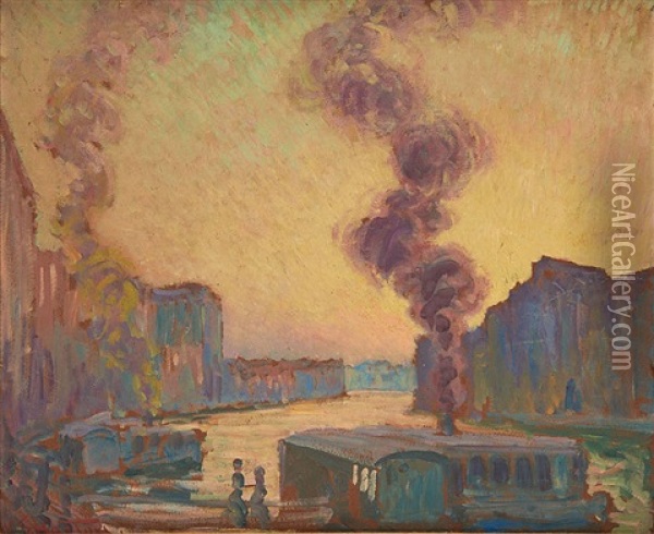 Vaporetto Accostant A Venise Oil Painting - William Samuel Horton