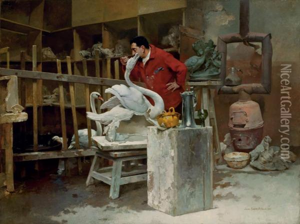 Le Sculpteur Animalier Oil Painting - Pierre Carrier-Belleuse