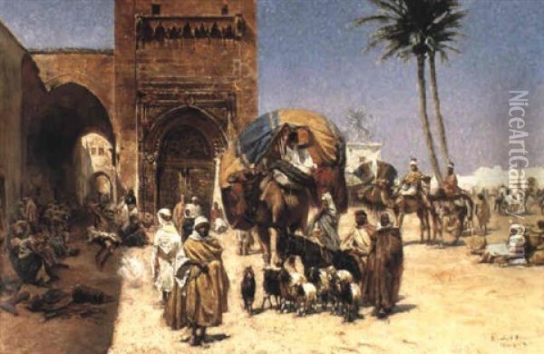 An Arab Scene Oil Painting - Ferencz Franz Eisenhut
