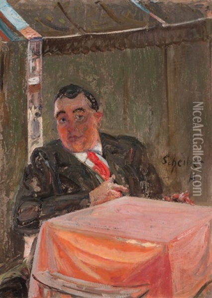 In A Restaurant Oil Painting - Hugo Scheiber
